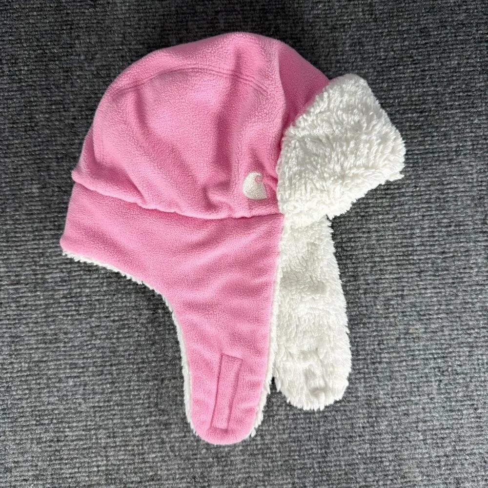 Carhartt Ear Flap Hat Infant Toddler Pink Winter Trapper Sherpa Lined Soft Warm